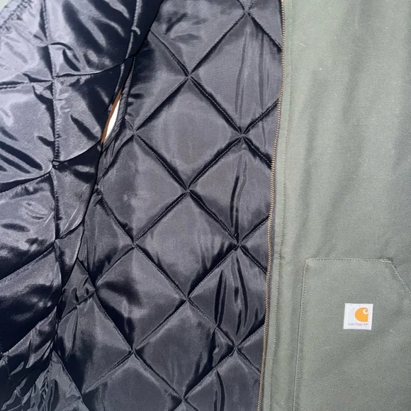 Carhartt Men’s XL Tall Dark Green Made in USA V01 Duck Quilt Lined Vest Like New - Picture 3 of 6